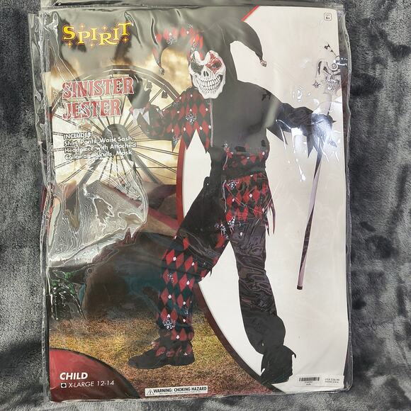 Sinister Jester Halloween Kids Costume XL 12-14 - Picture 1 of 3